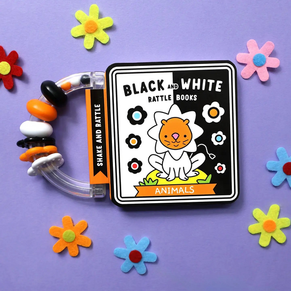 Animals - Children's Black & White Rattle Book