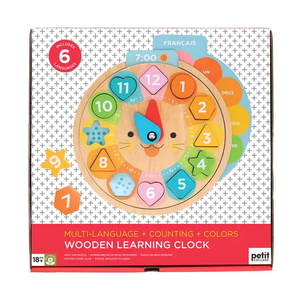 Multi-Language + Counting + Colors Wooden Learning Clock
